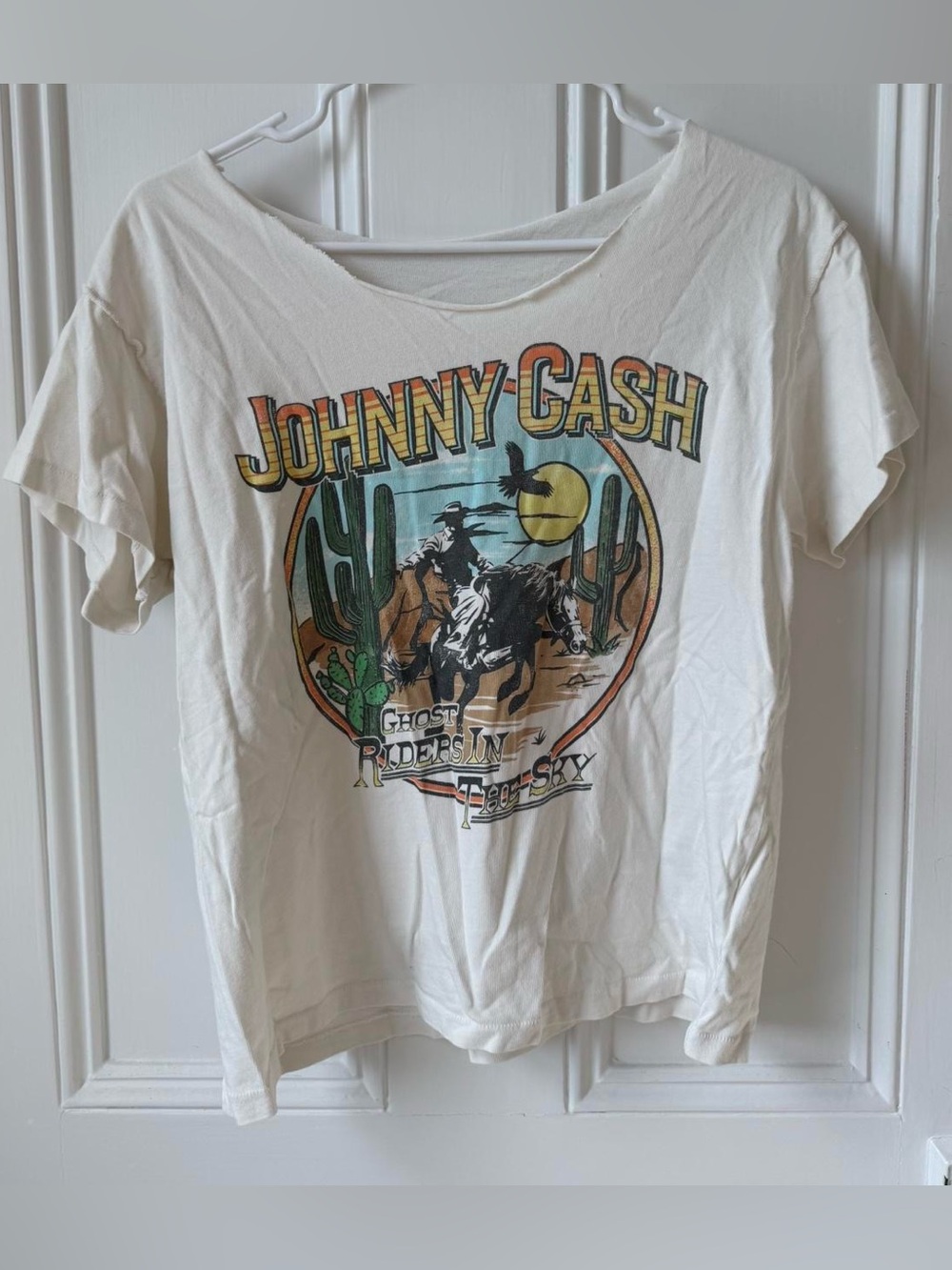 Johnny Cash Cream Graphic Short Sleeve Tee